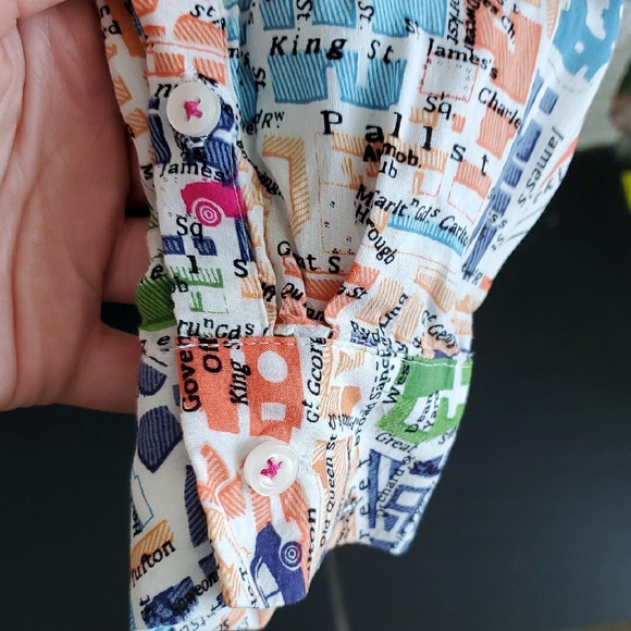 Maeve By Anthropologie Women's Multicolor Graphic Print Map Shirt Blouse Sz 8 - Picture 7 of 15